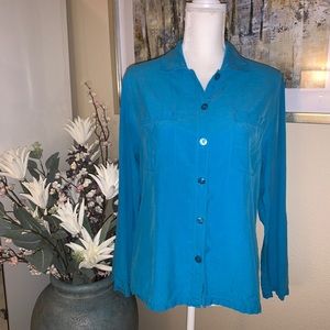 Anne Carson 100% silk button down shirt